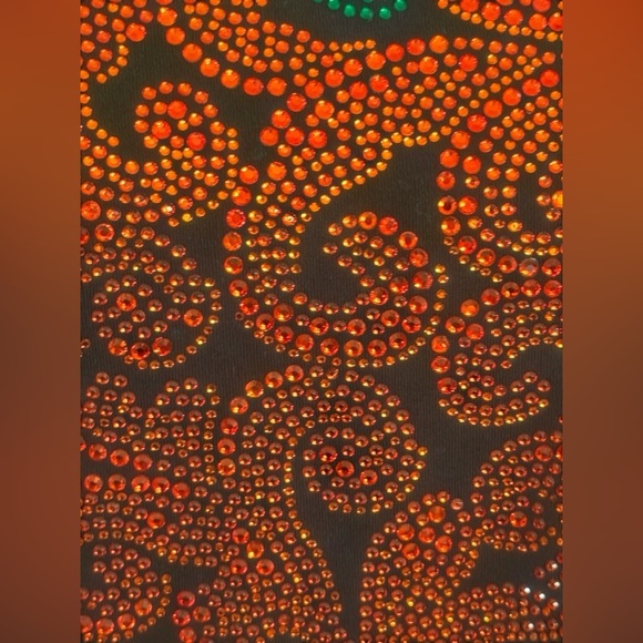 Get Lucky Y2K Black 3/4 Sleeve Embellished Pumpkin Sequin Design Top Size Small - Picture 3 of 12